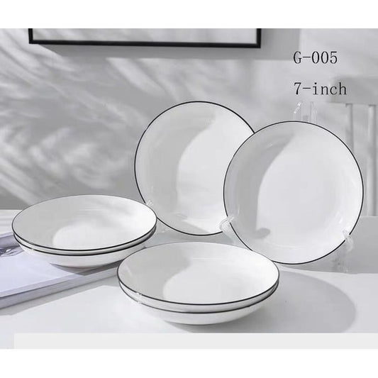 Nine Simple Style Ceramic Glass Plate (6pcs)