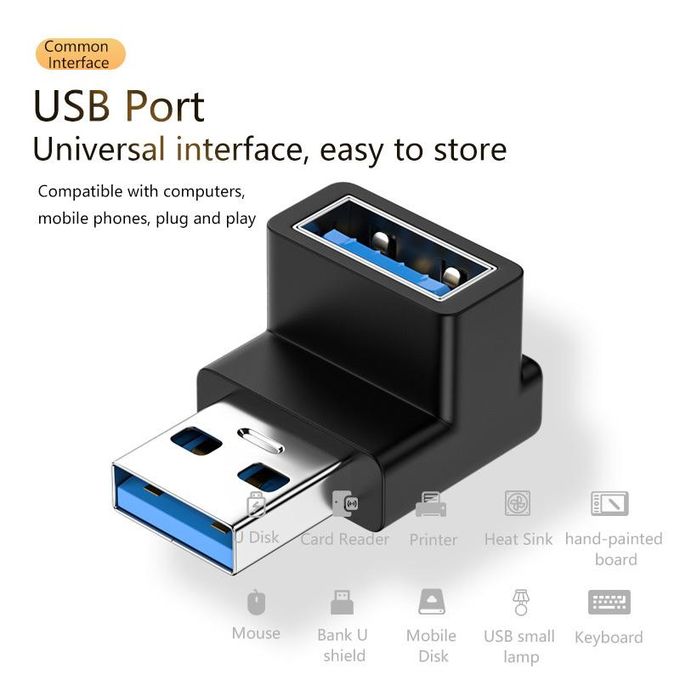 U-Shape 10gbps Up Down 90 Degree Angled Usb 3.0 Type-C Usb-C 10gbps M/f Adapter A Male To Female Extension Connector 3a Charge