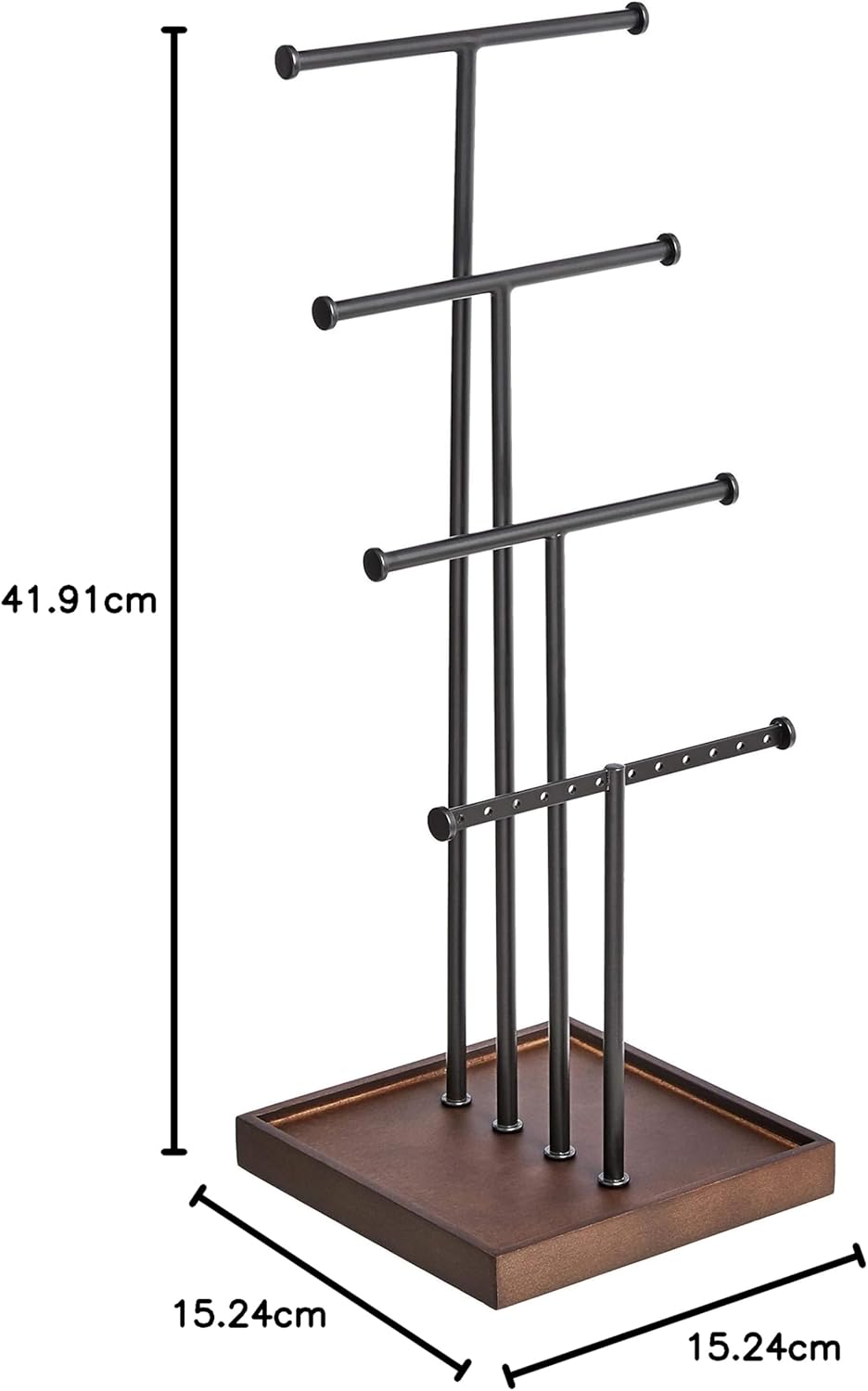 Basics Four-Tier Jewelry Tree Stand - Walnut/Black